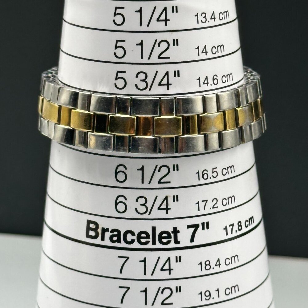 3/$30 Timex Watch Women Silver Gold Two Tone Stretch Band White Dial New Battery - Picture 11 of 14